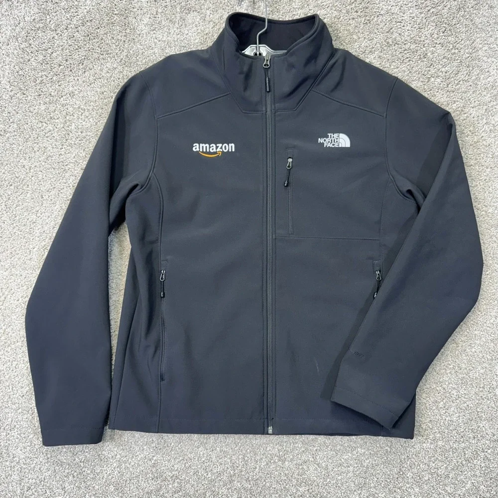 The North Face Jacket Mens Medium Apex Bionic Black Amazon Logo Softshell EUC